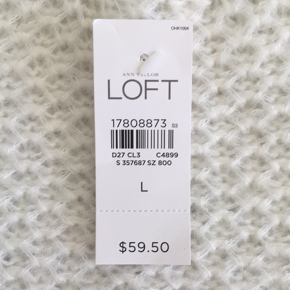 NWT LOFT Winter White Honeycomb Textured Knit Pullover Sweater, size Large ❤️ - Picture 7 of 11